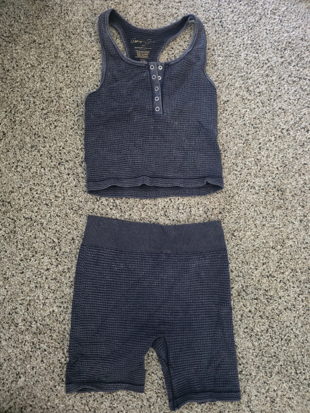 Bike Shorts Waffle Knit SET - Navy Small/ Med Loungewear